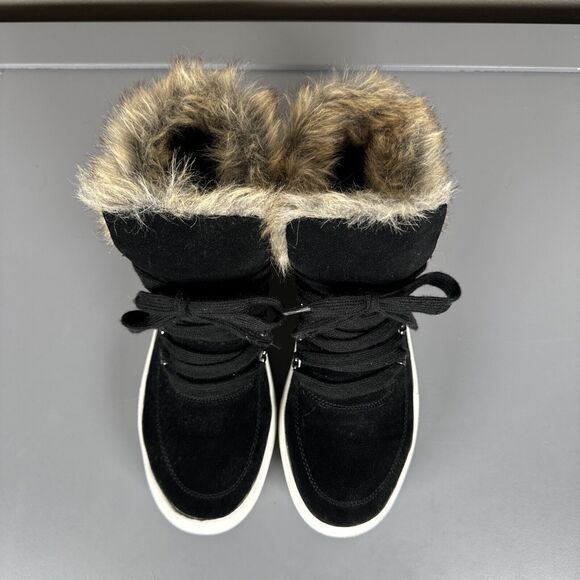 Soda Brand Women's Faux Fur Black Suede‎ Bootie Sneakers Women's Size 7 - Picture 6 of 11